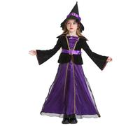 Kids Toddler Baby Girl Halloween Dress,Halloween Witch Costume Witches Hat For Girls Skeleton Dress Ghost Outfit Clothes Bat Purple Black Themed Party Carnival Christmas (Purple-1,8-9 Years)