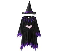 Kids Toddler Baby Girl Halloween Dress,Wicked Witch Costume Childrens Witches Hat Green Dress Child Outfit Dressing Up Clothes For Girls Age 3 Angel Fancy Purple Black (B-Black,11-14 Years)