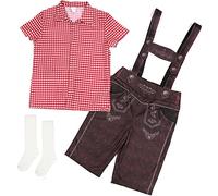 Kids Toddler Baby Girls Print Cotton The Short Sleeve Shirt Suspender Pants Skirts Socks Outfits Clothes Twin Boy Baby Stuff (Red, 2-4 Years)