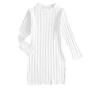 Kids Toddler Baby Girls Spring Winter Solid High Long Sleeve Knit Dress 4t Dresses with Sleeves White
