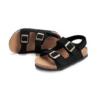 Kids Toddler Boys Girls Cork Footbed Comfortable Double Buckle Slip On Shoes with Adjustable Back Strap, black, 11 US Little Kid