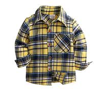 Kids Toddler Flannel Shirt Jacket Plaid Long Sleeve Lapel Button Down Shacket Baby Boys Girls Fall Shirt Top Coat Outwear Kid High Tops Boys Yellow 6-7 Years
