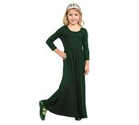 Kids Toddler Girls Dress Above Knee Dress Long Sleeve Solid Dress Girls Dress Long (Green, 9-10 Years)