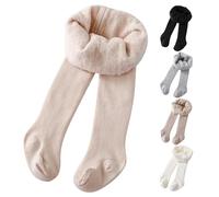 Kids Toddler Girls Thick Footed Tights Fleece Lined School Plain Tights Socks Winter Warm Stretchy Soft Thickened Knit Leggings Pantyhose for Baby (White, 6-8 Years)