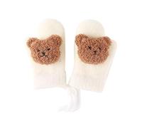 Kids Toddler Mittens with String, Cartoon Winter Warm Snow Gloves for Girls Boys 2-6 Y, Full Finger Gloves Cold Weather Gloves (white)