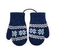 Kids Toddler Thermal Gloves Baby Winter Knitted Mittens Thick Warm Full Finger Gloves Cute Snowflake Hanging Neck Mittens Fleece Lined Gloves with Anti-Lost String for Boys Girls 0-2 Years Old