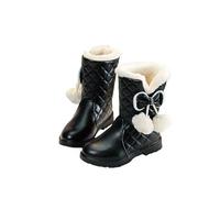 Kids Toddler Winter Snow Boots, Boys Girls Thermal Warm Sherpa Lined Ankle Boots Faux Leather Lace-Up Soft Flat Work Boot Waterproof Outdoor Footwear Size UK 3