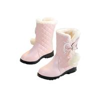 Kids Toddler Winter Snow Boots, Boys Girls Thermal Warm Sherpa Lined Ankle Boots Faux Leather Lace-Up Soft Flat Work Boot Waterproof Outdoor Footwear Size UK 8.5