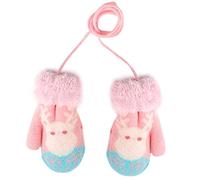 Kids Toddler Winter Warm Gloves Plush Lined Knitted Thermal Mittens with String Cute Elk Christmas Mitts Outdoor Neck Hanging Full Finger Insulated Ski Gloves Hand Warmer for Baby Boys Girls 0-3 Years