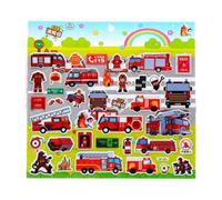 Kids Toddlers 3D Puffy Stickers Party Bag Fillers Boys Girls Teachers as Reward Craft Scrapbooking Trucks Airplane Fire Truck Dinausors Christmas Santa Excavators Waterproof Stickers (Fire Trucks)