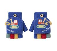 Kids Toddlers Convertible Flip Top Gloves Cute Cartoon Fingerless Gloves with Cover Half Finger Knitted Warm Mittens Winter Soft Plush Lined Christmas Mitts Hand Warmer for Baby Boys Girls 3-5 Years
