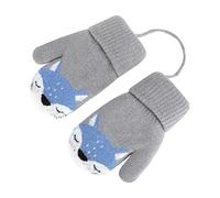 Kids Toddlers Gloves On String Cute Knitted Mittens Winter Warm Full Finger Glove Thicken Cashmere Cartoon Animal Wrist Glove Girls Boys Ski Indoor Outdoor Gloves for Children 1-4 Years