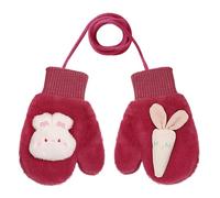 Kids Toddlers Gloves Thermal Mittens on String Cute Cartoon Winter Warm Hanging Neck Full Finger Gloves Thick Plush Lined Gloves Children Hand Warmer Outdoor Ski Snow Mitts for Baby Boys Girls Age 2-5