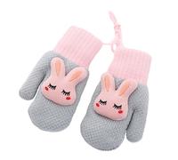 Kids Toddlers Thermal Gloves Baby Stretch Mittens Winter Thick Knitted Gloves with String Warm Fluffy Full Finger Mittens Fleece Gloves Cold Weather Ski Gloves Hanging Gloves for Boys Girls Age 4-8