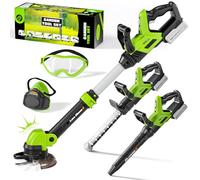 Kids Tool Set, 3-IN-1 Toddler Power Garden Tools with Sounds & Lights, Volume+/-, Toy Weed Wacker, Leaf Blower & Hedge Trimmer, Outdoor Play Toy Tools, Christmas Birthday Gifts for Boys 3 4 5 6 7 8+