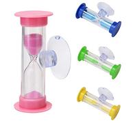 Kids Toothbrush Sandglass Timer, 2 Min Shower Timer Mini Glass Sand Clock, Suction Cup Timer, Cooking Swivel Sand Timer, Children Mini Hourglass for Brushing Children's Teeth (Pink)
