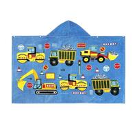 Kids Towel | Towel Poncho Kids with Construction Vehicle Design | Soft Cover Washcloth Blanket 50x30 Inch Wrap for Shower Swim Travel Girl Boy