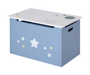 Kids Toy Box Childrens Storage Chest Organiser Side Handle Blue MDF Star Design