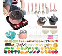 Kids Toy Kitchen Set - 110 Pieces Imagination Play Tableware Utensils & Accessories | For Home, Kindergarten, Nursery, Playroom, Fun Learning