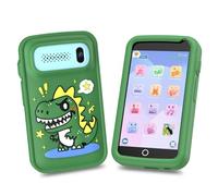 Kids Toy Smartphone, Toddler Play Phone for Boys, Fake Play Dinosaur Toy Phone for Boys Girls Age 3-12, Christmas Birthday Gifts With 3.97" Touchscreen 200+ Puzzle Game, Music Player(Green)