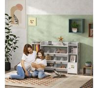 AIYAPLAY Kids Toy Storage Organiser with 8 Removable Storage Bins, White - 140L x 30W x 90Hcm - MDF, Steel, Plastic - White