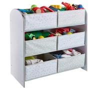 Hello Home Kids Bedroom Toy Storage Unit with 6 Fabric Storage Boxes - White