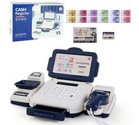 Kids Toy Till with Fake Money Credit Card Scanner and Electric Calculator Weigh Play Set Mini Kids Shop Play Role Play Toys Gifts for Children Aged 3 Years and Over (Blue)