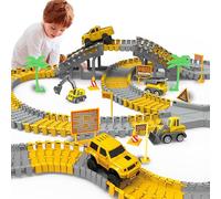 Kids Toys 253 PCS Construction Race Tracks Toy for 3 4 5 6 7 8 Year Old Boys Girls,5 PCS Construction Truck Car and Flexible Track Play Set Create A Engineering Road Games Toddler Toys Birthday Gifts