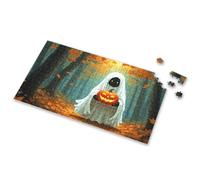 Kids Toys For Girls Ghost Holding A Glowing Jack-O'-Lantern In An Autumn Forest. Picture Puzzle Puzzle Books For Adults Easter Gifts For Toddlers(300PCS)