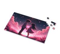 Kids Toys For Girls Two Anime Characters Holding Hands Under A Starry Sky With Pink Petals Falling Picture Puzzle Puzzle Puzzles 500 Pieces For Adults(1000PCS)