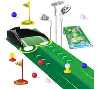 Kids Toys Golf Set with Automatic Golf Returner, Led Light Up Night Golf Balls, 3 Adjustable Clubs,1 Cornhole Board & Putting Mat, 3-9 Toddler Mini Golf Games, Indoor Outdoor Sports Toys