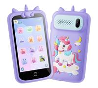 Kids Toys Phone, 3.97" Touchscreen Mini Phones for Kids, Learning Phone Puzzle Games, 1500mA Toys Cell Phone, 8GB Card Purple