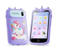 Kids Toys Phone, 3.97" Touchscreen Mini Phones for Kids, Learning Phone Puzzle Games, 1500mA Toys Cell Phone, 8GB Card Purple