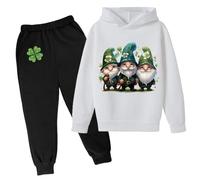 Kids Tracksuit Full Set 2 Piece Oversized Outfit Hoodies and Joggers Clothes Sets Designer's Contrast Panelled Sportswear Clothing Jogging Suit Casual Jumper White