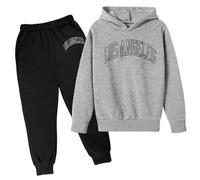 Kids Tracksuit Full Set 2 Piece Oversized Outfit Hoodies Top Clothes Designer's Contrast Panelled Comfy Loungewear Activewear Fall Winter Multiple Colors, Sizes Dark Gray