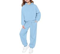 Kids Tracksuit Full Set Boys Girls Basic Hoodies and Joggers Clothes Sets 2 Piece Activewear Soft Cotton Track Suit Jogging Set Long Sleeve Hooded Tops Baggy Sweatpants Spring Outfits Sweatsuits
