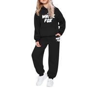 Kids Tracksuit Full Set Girls Boys 2 Piece Oversized Outfit - Girls Hoodie Set | Long Sleeve Oversized Hoodie Sweatshirts and Loose Sweatpants Bottom Jogging Pants Activewear Loungewear Black