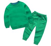 Kids Tracksuit Full Set Hooded Top with Bottom Boys Girls Outwear Plain 2 Piece Activewear Casual Jogging Running Outfits Gaming Gifts for Y2K Sweatshirt Sets Green
