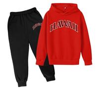 Kids Tracksuit Full Set Hoodie Trousers 2Pcs Long Sleeve Pullover Relaxed Fit, Machine Wash Cotton Track Suit Jogging 2 Piece Fall Winter Y2K Activewear Sweatshirt Sets Red