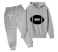 Kids Tracksuit Full Set Hoodie Trousers 2Pcs Sweatshirt Long Sleeve Plain Letter Print Fleece Hooded Zip Up Gaming Gifts for Boys Winter Outfits Sweatsuits Dark Gray