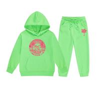 Kids Tracksuit Full Set UK Casual Sweat Jacket Pants Outfits Fashion Letter Print Hooded Sweatpants Top Bottoms Girls Tie Dye Bottom Loungewear Gifts for Children Unisex Age 5-16 Years Green