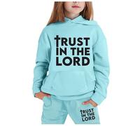 Kids Tracksuit Full Set UK Casual Sweat Jacket Pants Outfits Fashion Letter Print Jogging Bottom Track Suit 2 Piece Sweatsuits Sport Streetwear Age 5-14 Years Light Blue