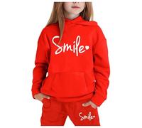 Kids Tracksuit Full Set UK Casual Sweat Jacket Pants Outfits Fashion Winter Spring Activewear Sweatshirt Girls Boys Oversized Outfit Top Bottom Loungewear Gifts for Children Unisex Age 5-16 Years Red