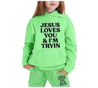 Kids Tracksuit Full Set UK Sweatshirt and Cargo Pants Long Sleeve Pullover Tie Dye Fleece Hooded Jogging Track Suit Top Bottom Loungewear Sport Streetwear Age 5-14 Years Light Green