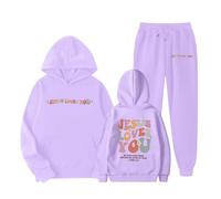 Kids Tracksuit Full Set UK Sweatshirt Top+Bottom Fashion Letter Print Hooded Sweatpants Top Bottoms Girls Boys Oversized Outfit Y2K Preppy Clothes Sport Streetwear Age 5-14 Years Purple