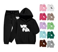 Kids Tracksuit Set Girls Boys 2 Piece Long Sleeve Pullover - Girls Hoodie and Joggers Set Boys Sweatshirts Y2K Hoodie and Loose Sweatpants Bottom Jogging Pant Activewear 2 Piece Outfit Black