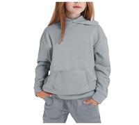 Kids Tracksuit Sets 2 Piece Girls Boys Sportswear Set Long Sleeve Pullover Jumper Hoodie and Loose Sweatpants Bottom Jogging Pants Y2K Gym Activewear Casual Sweatshirt Set for Boys and Girls Grey