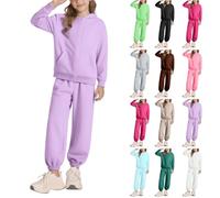 Kids Tracksuit Sets 2 Piece Girls - Tracksuit Teens Full Set Girls Solid Color Casual Sweatpants Hoodie Jacket For Girls Travel Outfit Airport Outfit Kid Sport Loungewear For Autumn Winter