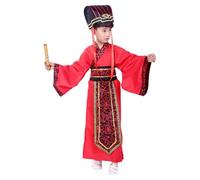 Kids Traditional Chinese Outfit for Boys - 3Pcs Ancient Dynasty Inspired Costume Garb Belt And Hat, Ideal for Cultural Performances, Festivals and Role Play