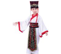Kids Traditional Chinese Outfit for Boys - 3Pcs Ancient Dynasty Inspired Costume Garb Belt And Hat, Ideal for Cultural Performances, Festivals and Role Play
